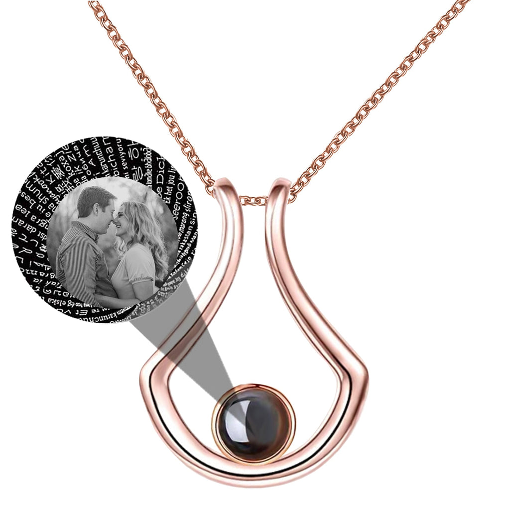 Custom Geometric Bracket Curved Projection Necklace Personalized Color Photo - MERGE.DAY.1.FREESTYLE