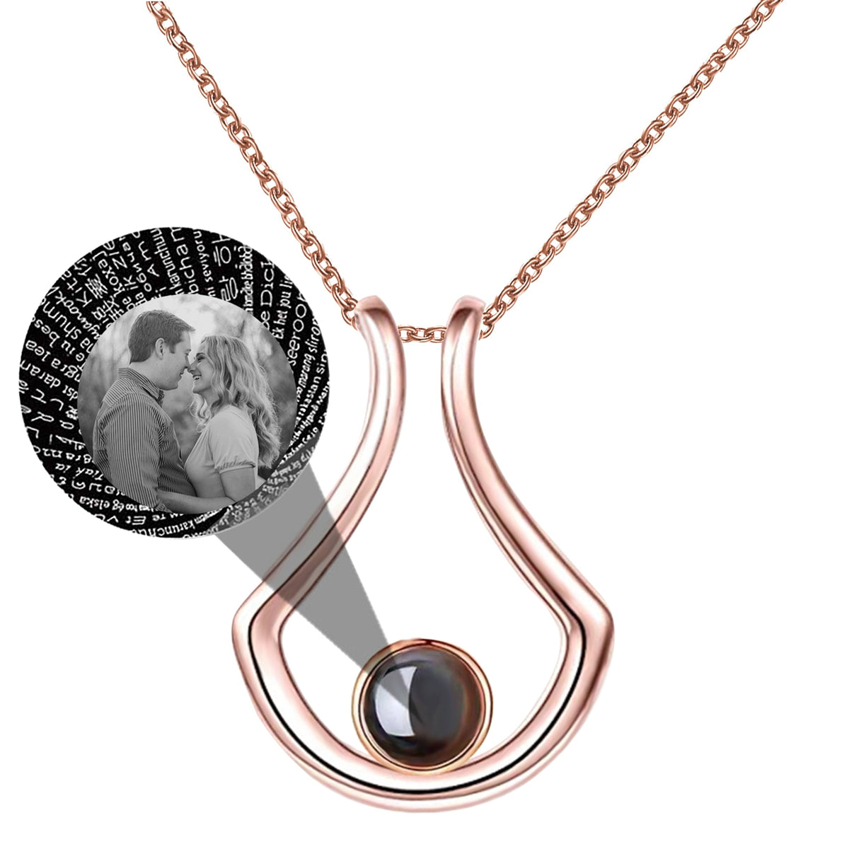 Custom Geometric Bracket Curved Projection Necklace Personalized Color Photo - MERGE.DAY.1.FREESTYLE
