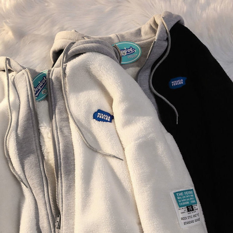 Hooded Sweatshirt Casual Thick Warm Loose Padded Jackets Coat - MERGE.DAY.1.FREESTYLE