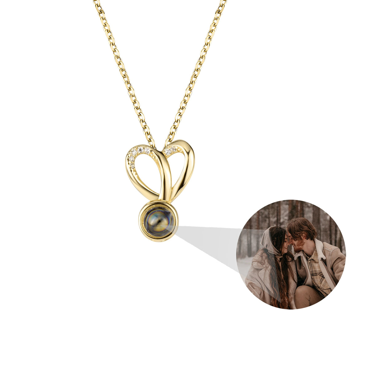 Personalized Photo Projection Necklace Sweet Crystal Rabbit Ears Pendant Necklaces - MERGE.DAY.1.FREESTYLE