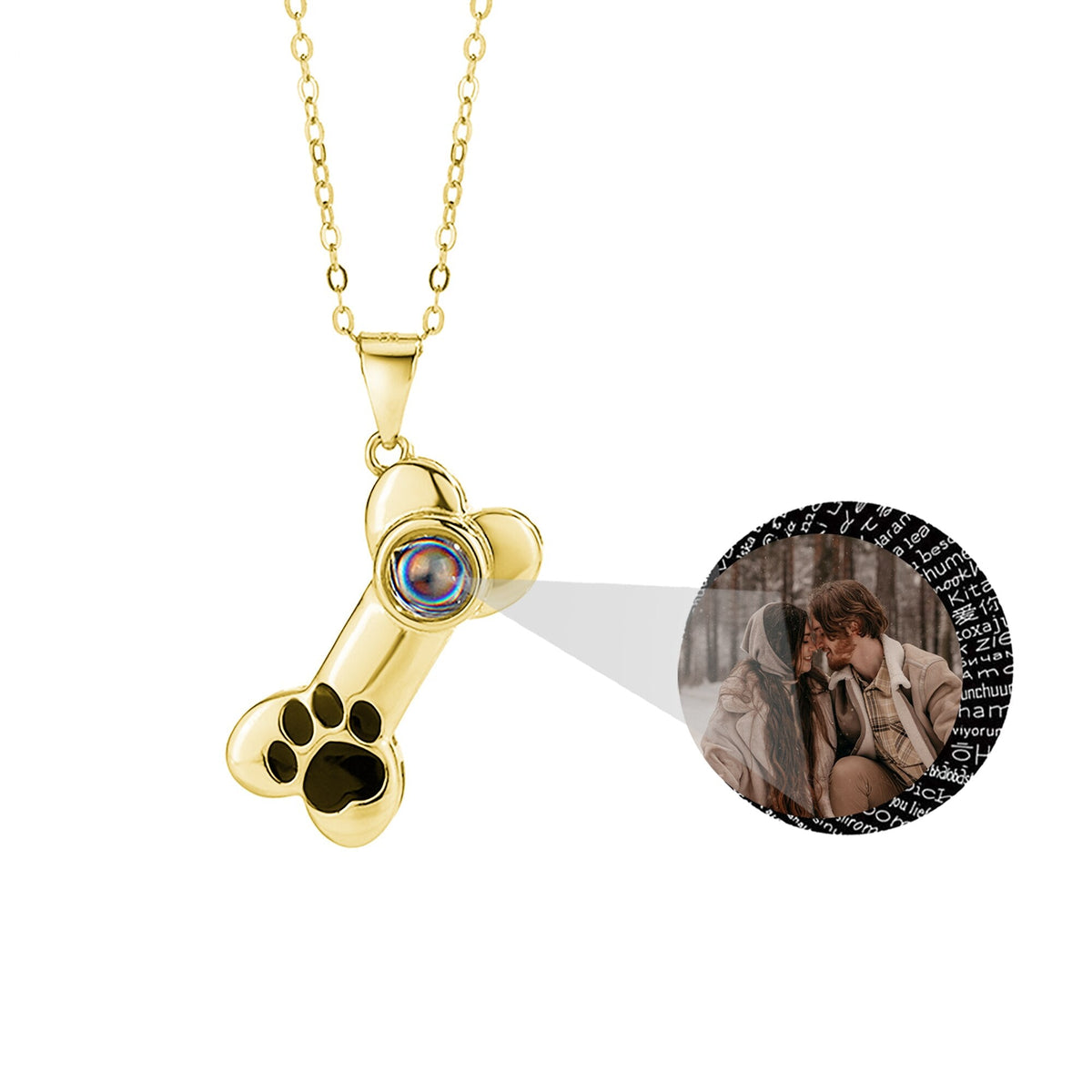 Customizable Photo Dog Bone Necklace Silver Shiny Dog Bone Chain Necklace - MERGE.DAY.1.FREESTYLE