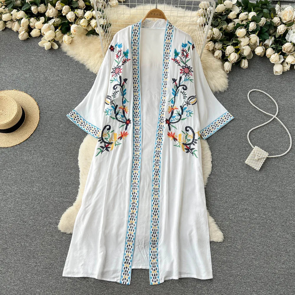 Retro Embroidery Sun Protection Shirt Chiffon Long Streetwear - MERGE.DAY.1.FREESTYLE