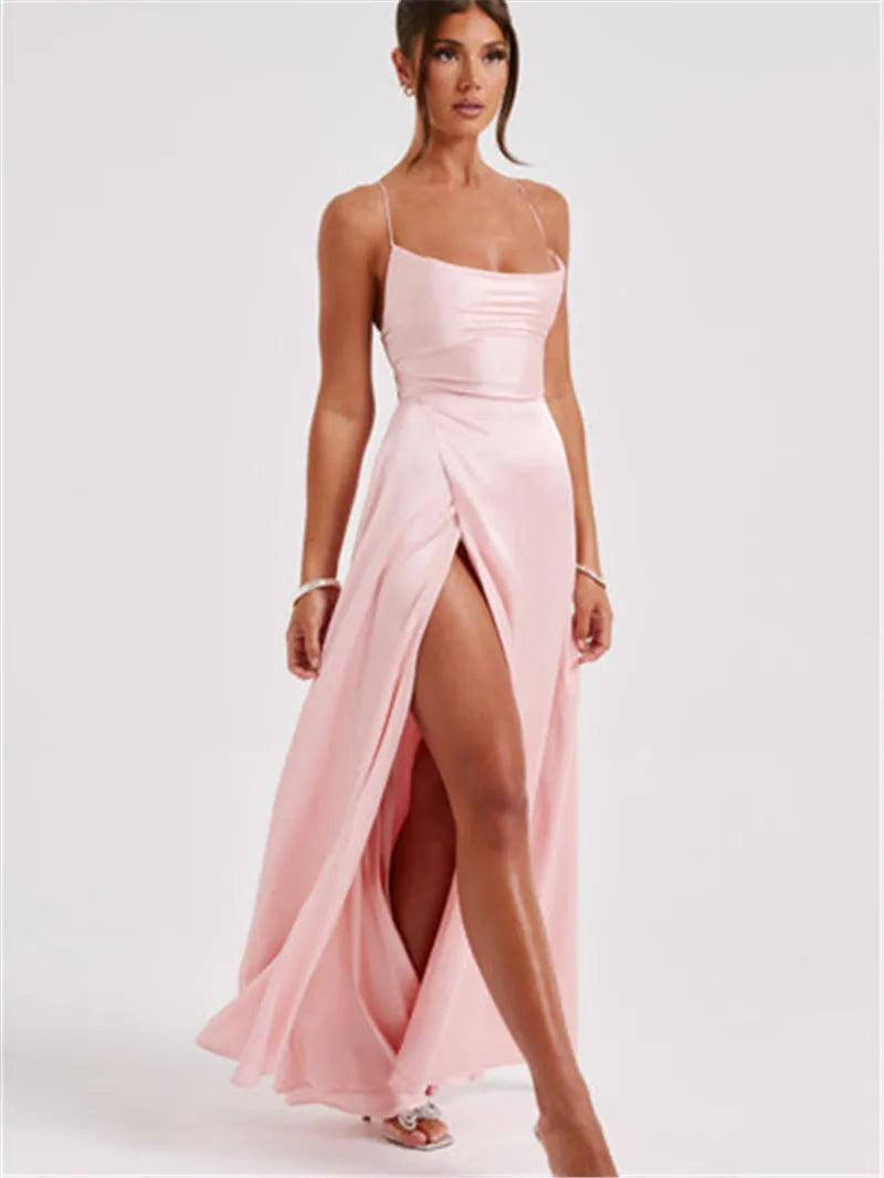Formal Dress Elegant Solid Color Backless Split Evening Gown - MERGE.DAY.1.FREESTYLE