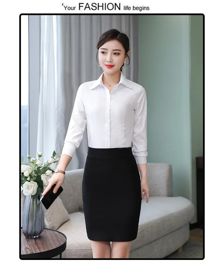 Polyester Cotton Shirts for Women Long Sleeve Blouse - MERGE.DAY.1.FREESTYLE