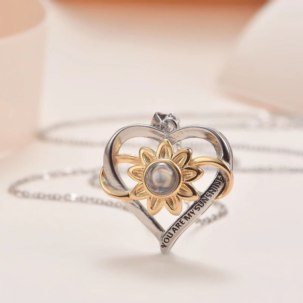 Customized photo of sunflower love Projection Necklace 100 Languages Pendant Jewelry - MERGE.DAY.1.FREESTYLE