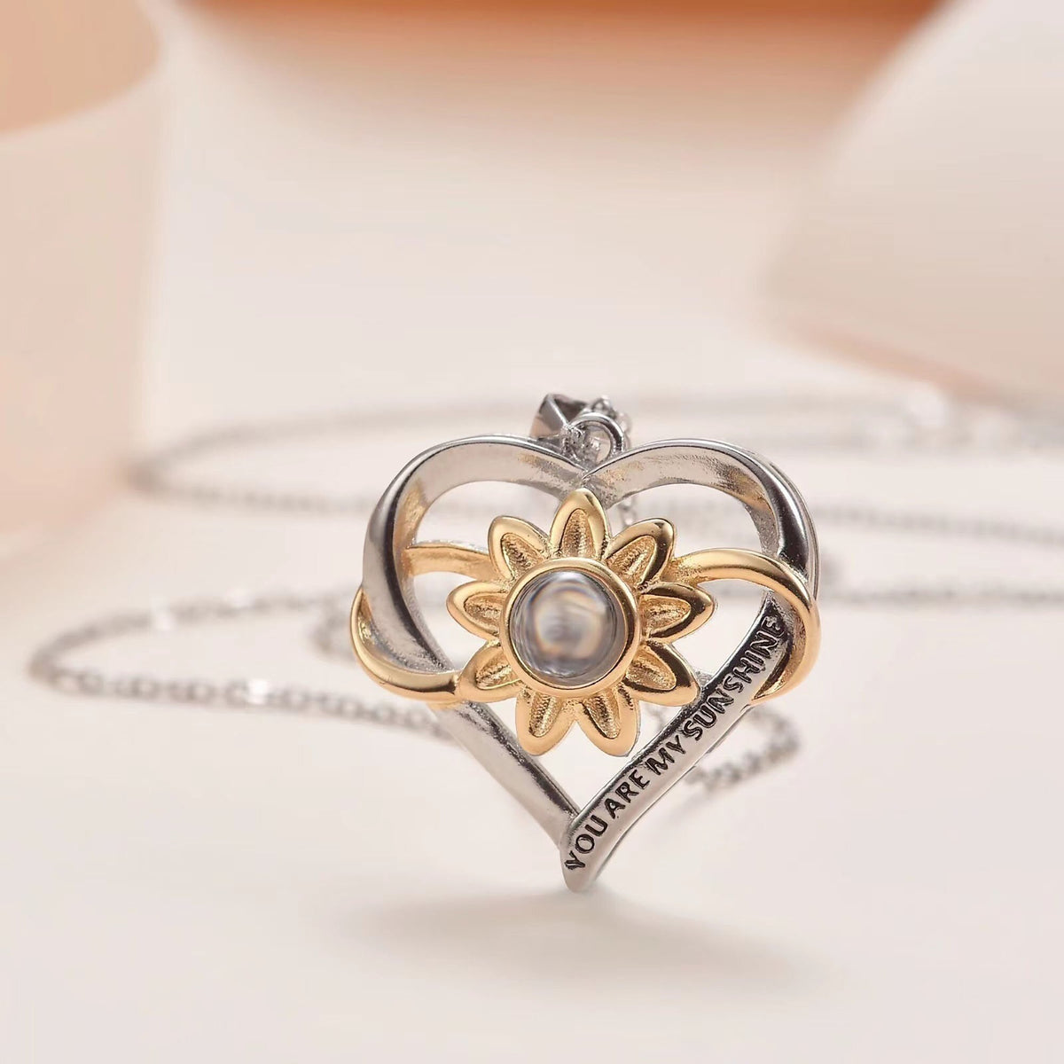 Customized photo of sunflower love Projection Necklace 100 Languages Pendant Jewelry - MERGE.DAY.1.FREESTYLE