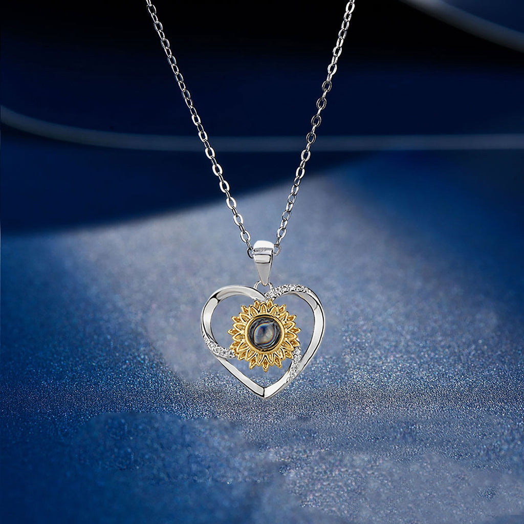 Love sunflower with customized photos Photo Projection Necklace Key Chain Jewelry - MERGE.DAY.1.FREESTYLE