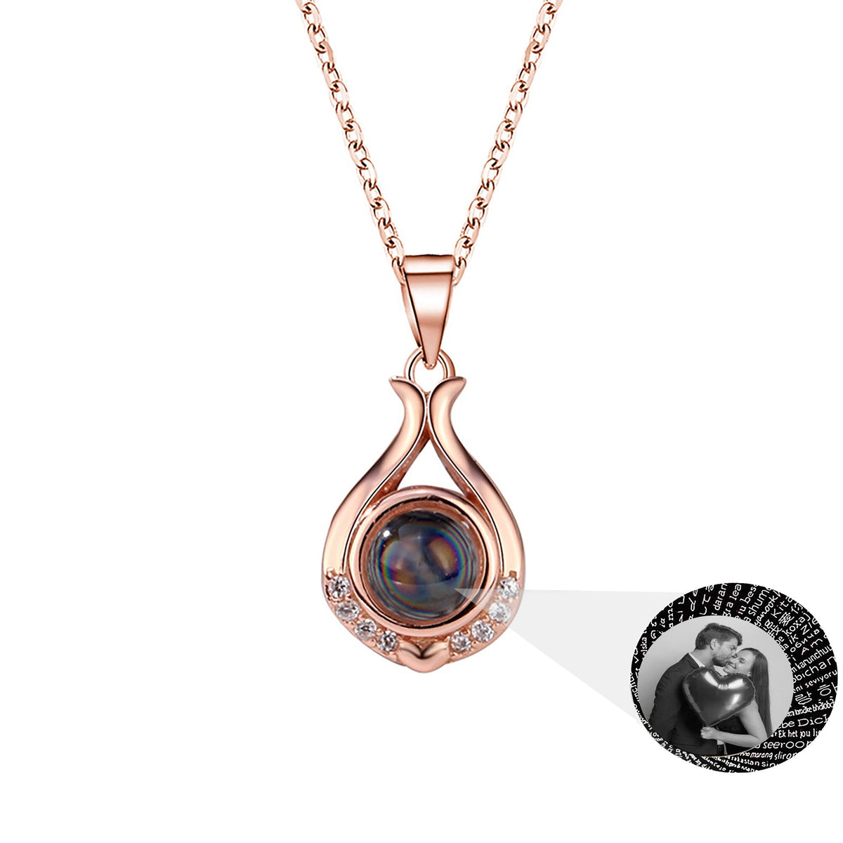 Valentine's Day Gift Photo Custom Simple flower Shaped Projection Necklace - MERGE.DAY.1.FREESTYLE