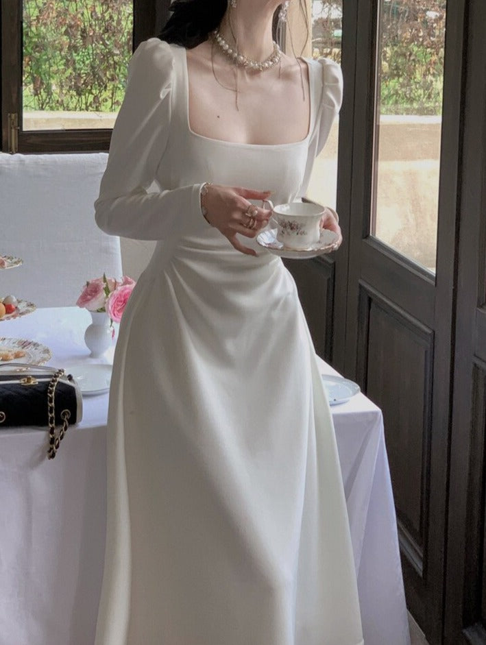 Spring Autumn Ladies Vestidos Puff Sleeve Slim Female A-line Dress - MERGE.DAY.1.FREESTYLE