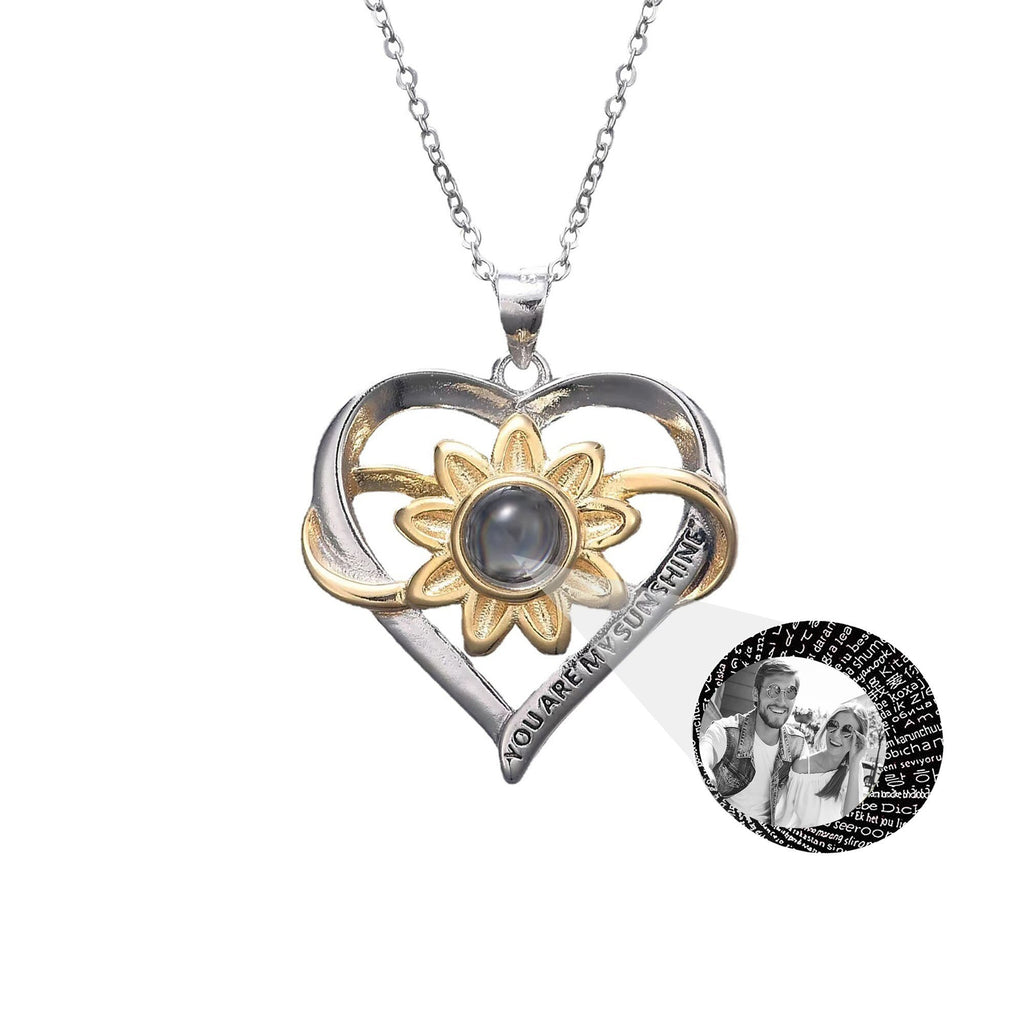 Customized photo of sunflower love Projection Necklace 100 Languages Pendant Jewelry - MERGE.DAY.1.FREESTYLE