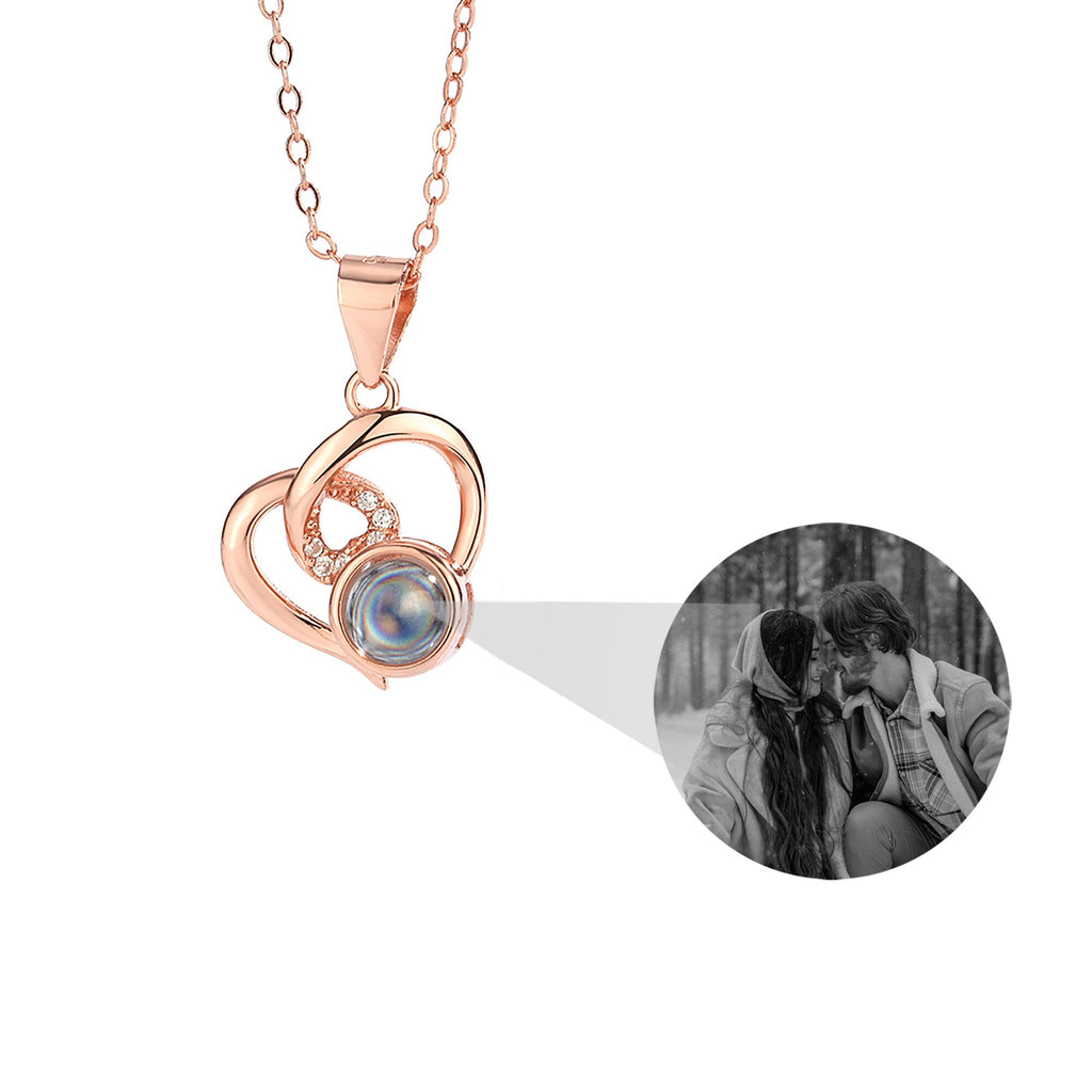 Customizable Photo Necklaces Silver Shiny Heart Chain Necklace Birthday Gifts - MERGE.DAY.1.FREESTYLE