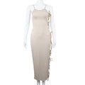 Side Hollow Out Bandage Long Dress Streetwear Beige Lace-up Sapghetti Strap Vestito - MERGE.DAY.1.FREESTYLE