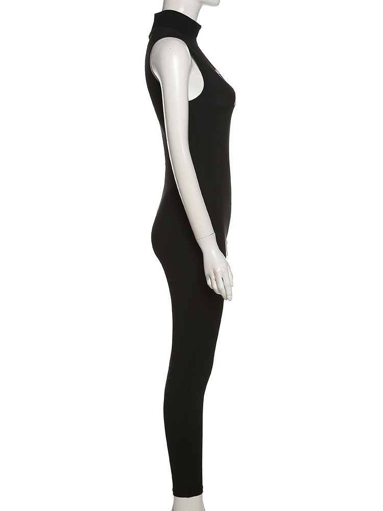 Women Tracksuit Slim Elastic High Print Figure Zipper Jumpsuit Y2K Sports - MERGE.DAY.1.FREESTYLE