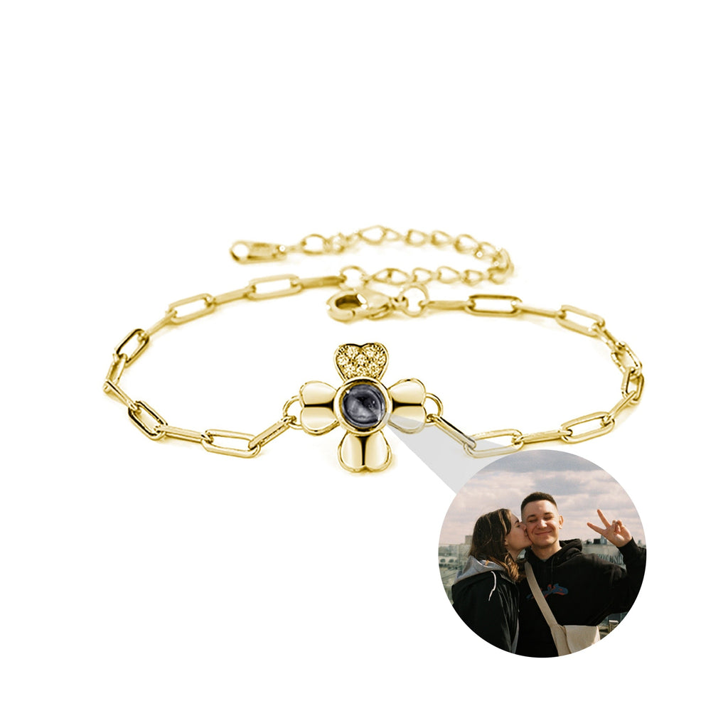 Four leaf clover with customized photos Projection Bracelet Personality Jewelry - MERGE.DAY.1.FREESTYLE