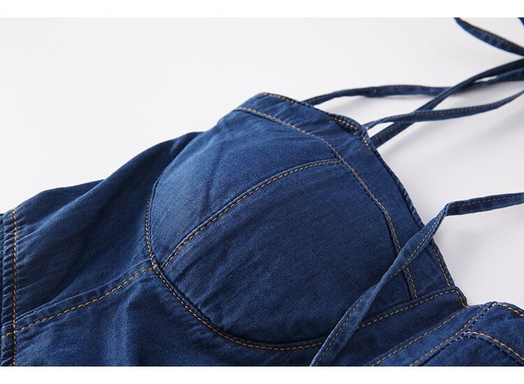 Summer Women Sexy Slip Denim Dress Strapless Lace-up High Waist Dress - MERGE.DAY.1.FREESTYLE