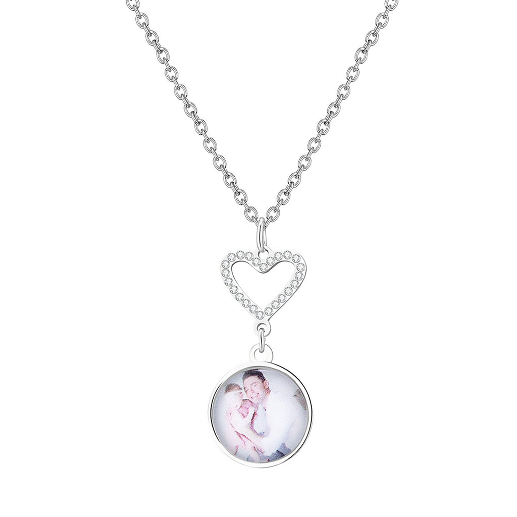 Customizable Photo Romantic Simple Small Heart-shaped Necklaces Exquisite Silver Color Clavicle Chain Women's Wedding Jewelry - MERGE.DAY.1.FREESTYLE
