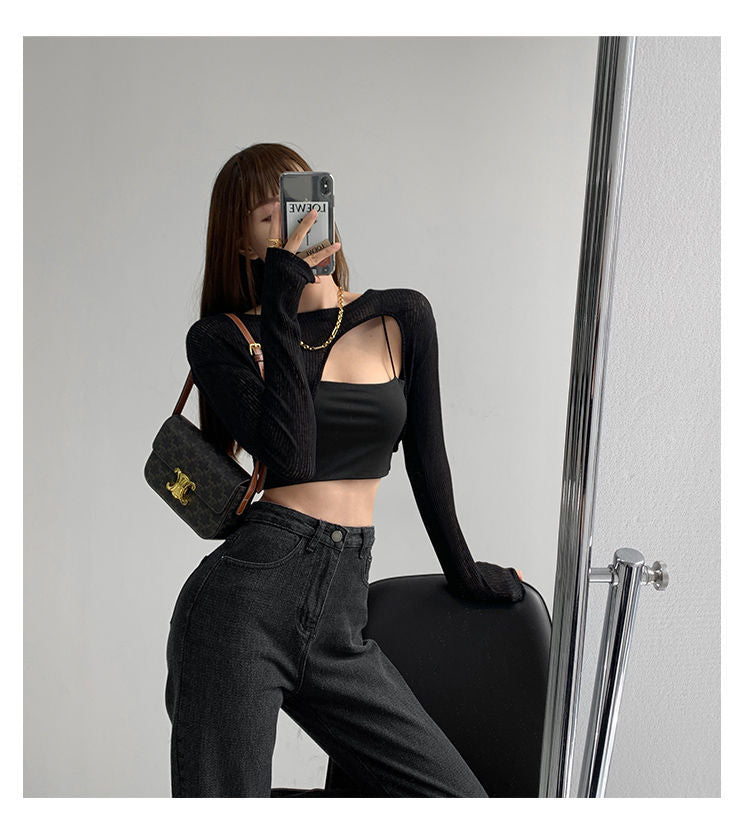 Hollow Smock T Shirt Women Summer Thin Irregular Long Sleeve Knitted - MERGE.DAY.1.FREESTYLE