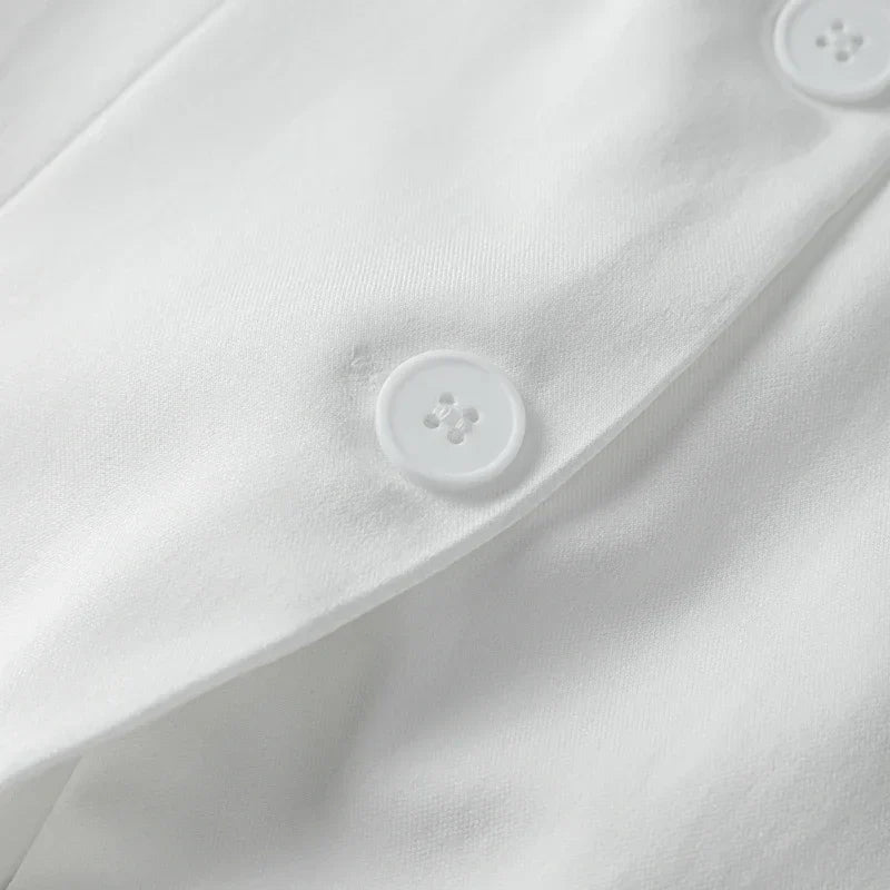 Elegant White Shorts Sets Sleeveless Single Breasted Top High Waist Shorts - MERGE.DAY.1.FREESTYLE