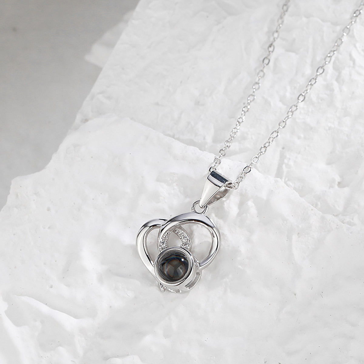 Customizable Photo Necklaces Silver Shiny Heart Chain Necklace Birthday Gifts - MERGE.DAY.1.FREESTYLE