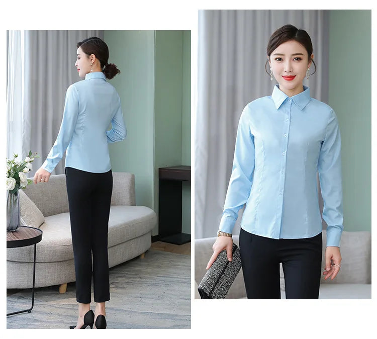 Polyester Cotton Shirts for Women Long Sleeve Blouse - MERGE.DAY.1.FREESTYLE