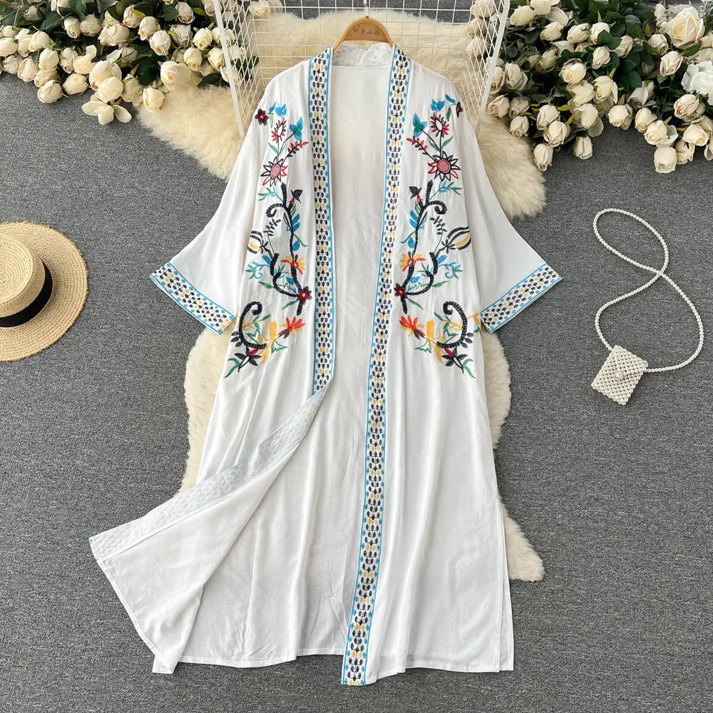 Retro Embroidery Sun Protection Shirt Chiffon Long Streetwear - MERGE.DAY.1.FREESTYLE