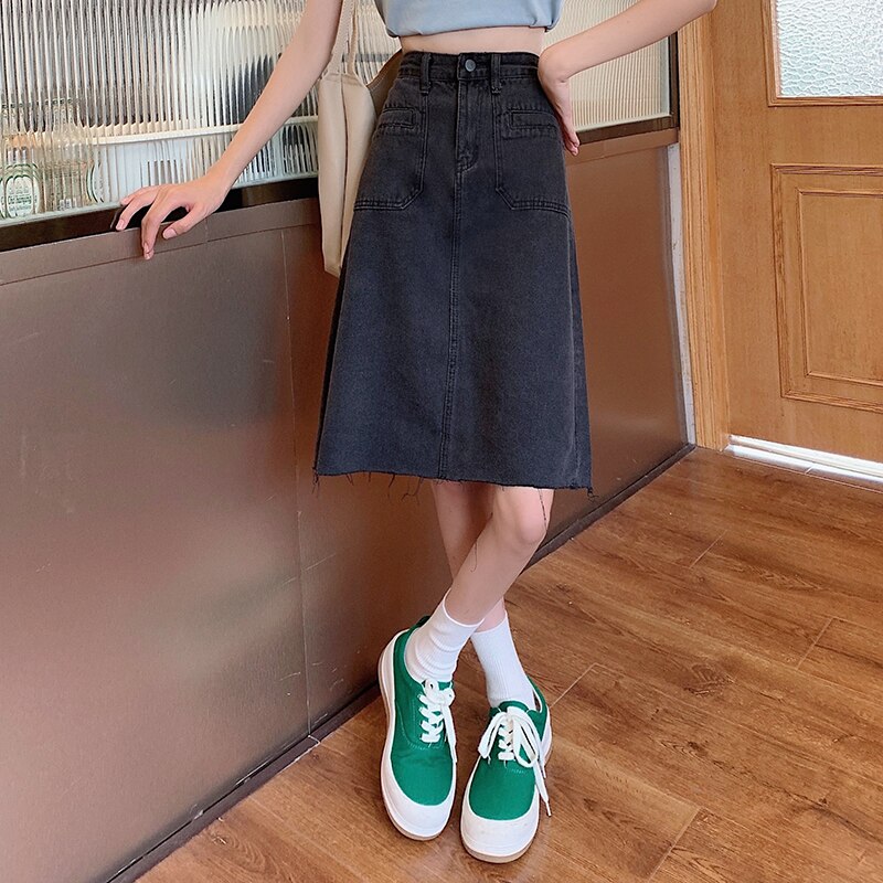 Spring Summer High Waist Denim Skirts Women Casual A-line Zipper Jeans - MERGE.DAY.1.FREESTYLE