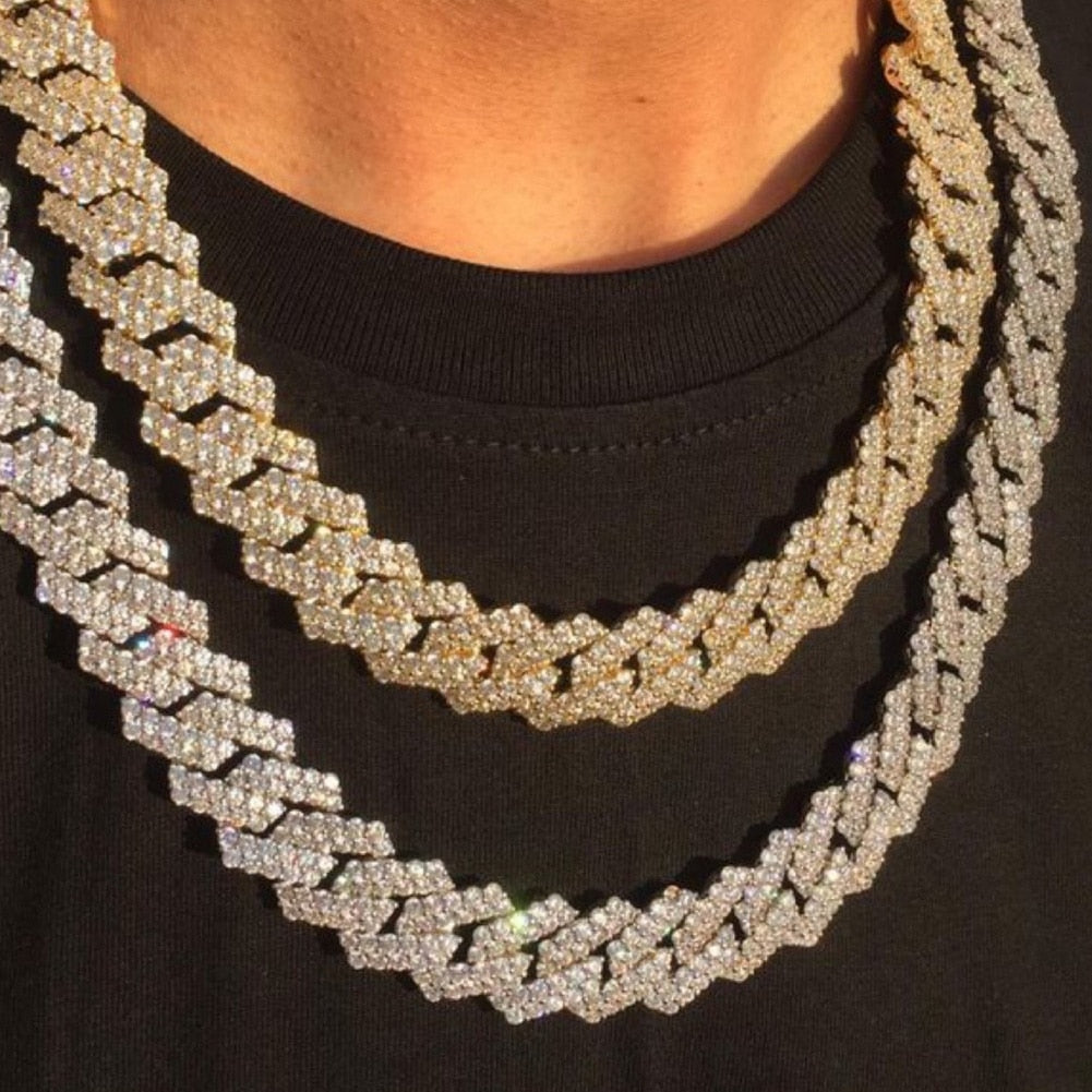 HipHop Prong Cuban Link Chain Necklace Bling Cuban Necklace Jewelry - MERGE.DAY.1.FREESTYLE