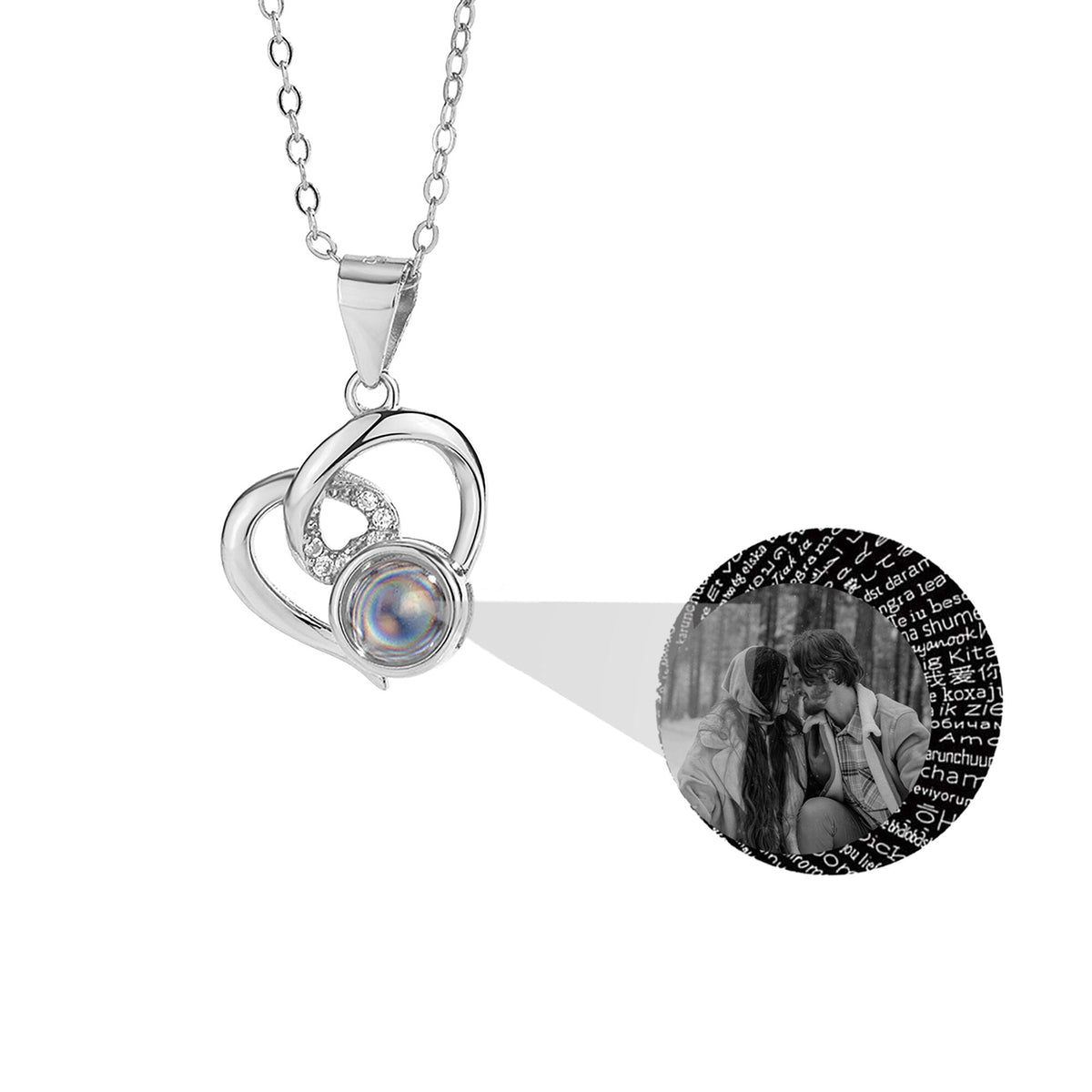 Customizable Photo Necklaces Silver Shiny Heart Chain Necklace Birthday Gifts - MERGE.DAY.1.FREESTYLE
