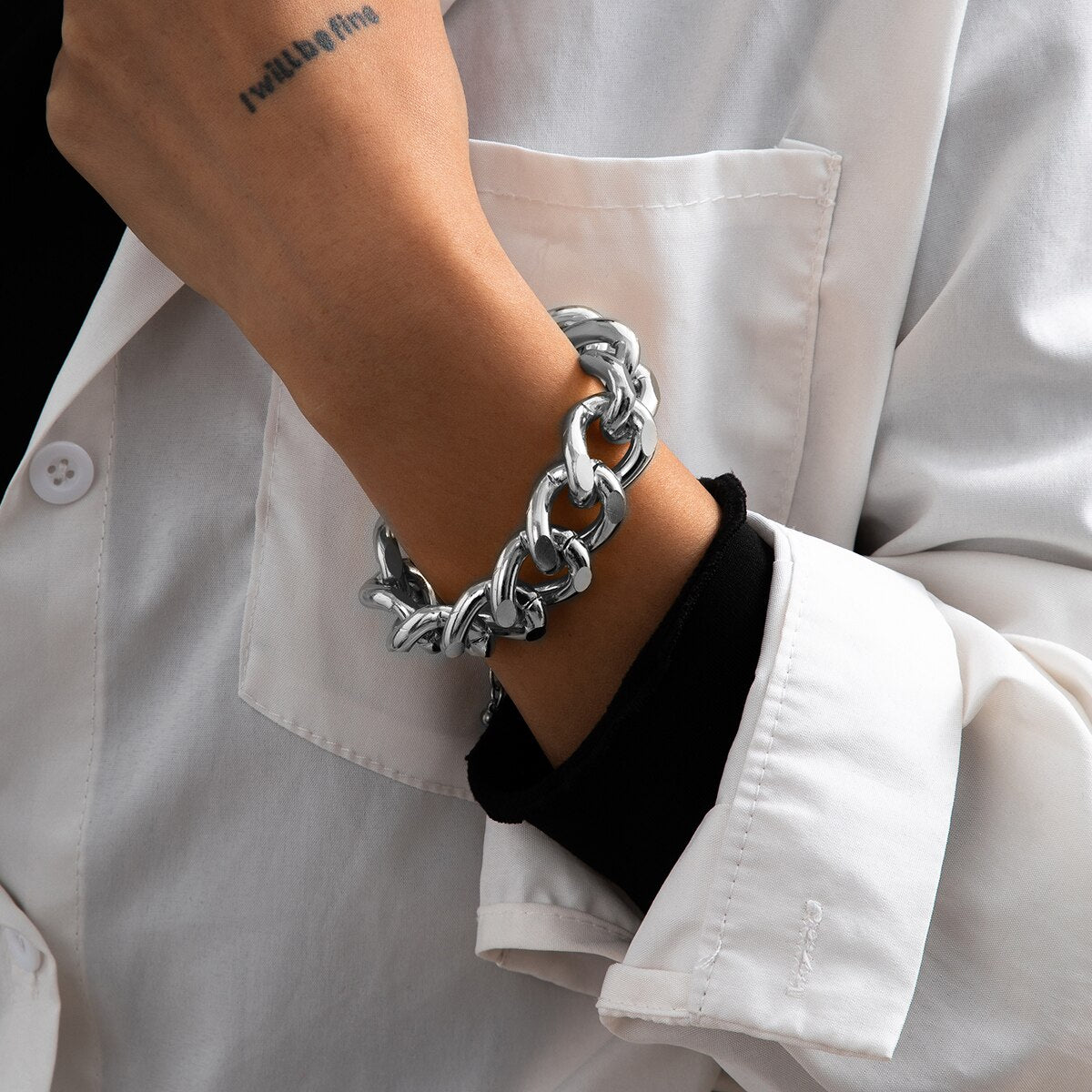 Hip Hop Thick Link Chain Bracelet Women's CCB Material - MERGE.DAY.1.FREESTYLE