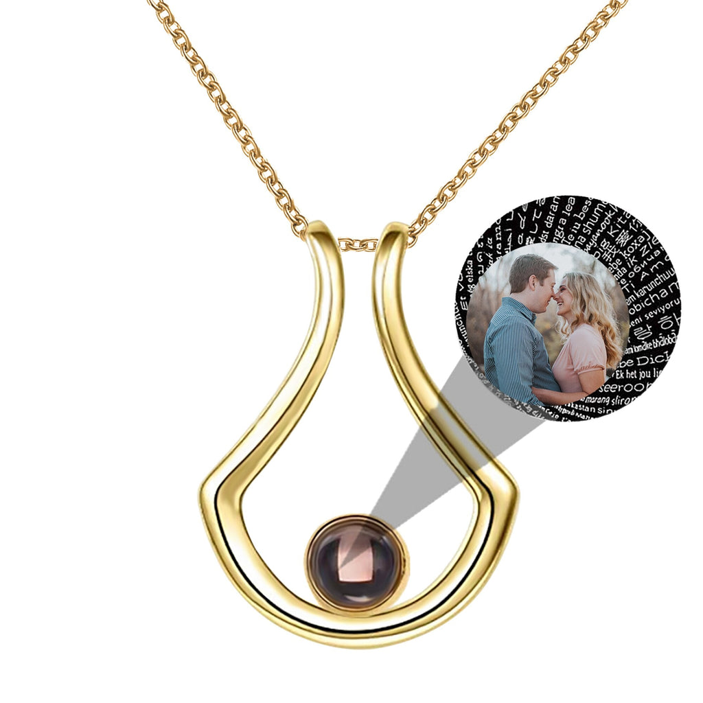 Custom Geometric Bracket Curved Projection Necklace Personalized Color Photo - MERGE.DAY.1.FREESTYLE