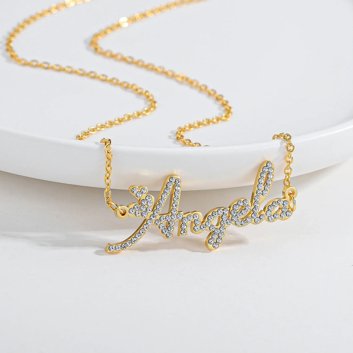 Custom Crystal Name Necklace For Women Iced Out Letter Diamond Nameplate - MERGE.DAY.1.FREESTYLE