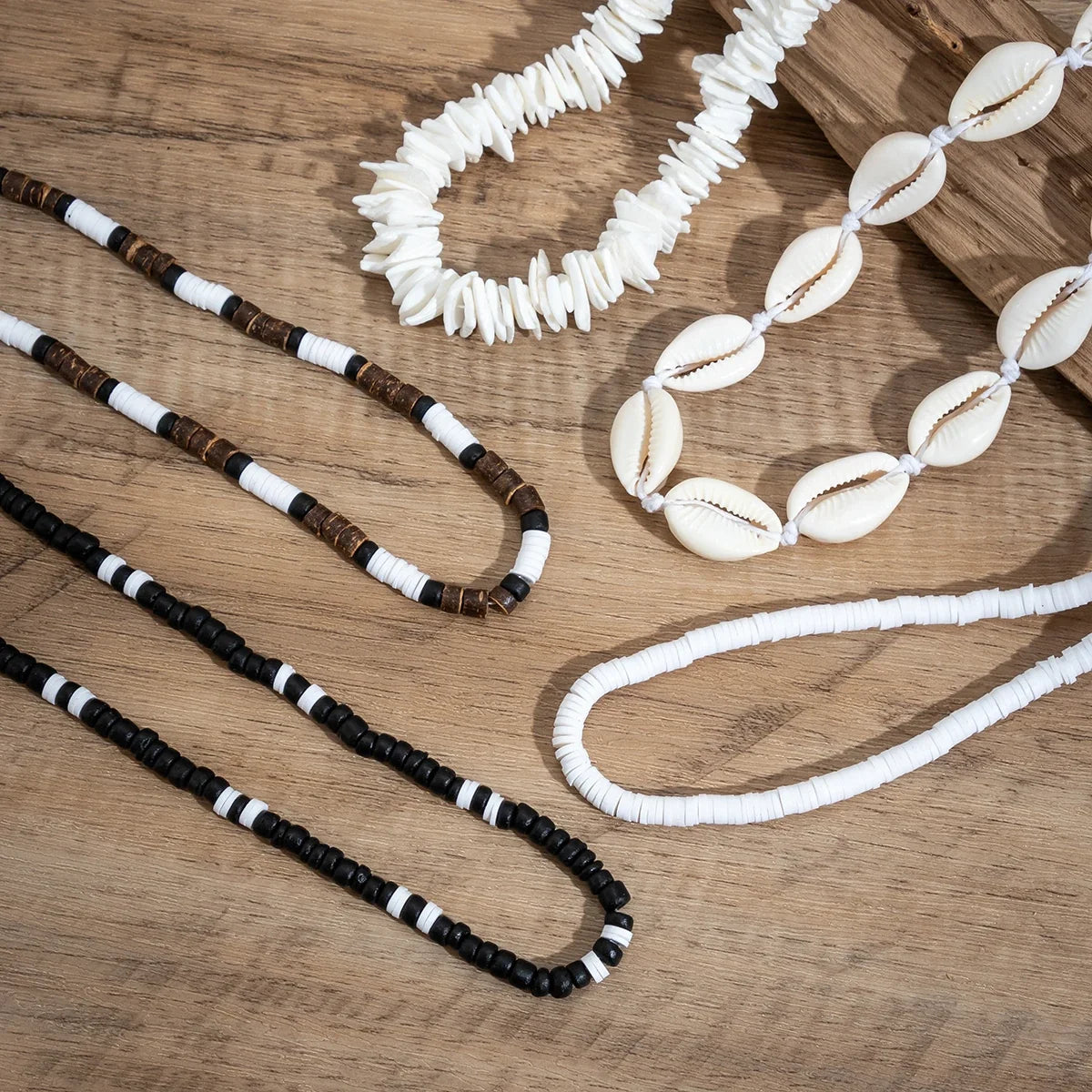 Bohemian shell necklace punk wooden bead chain - MERGE.DAY.1.FREESTYLE