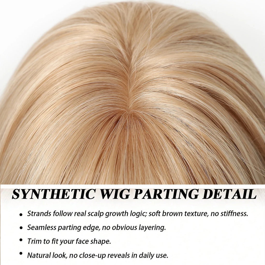 EASIHAIR Medium Length Wavy Blonde Synthetic Wig With Bangs For Women Natural Wigs Hair Heat Resistant Daily Party Cosplay Use - MERGE.DAY.1.FREESTYLE