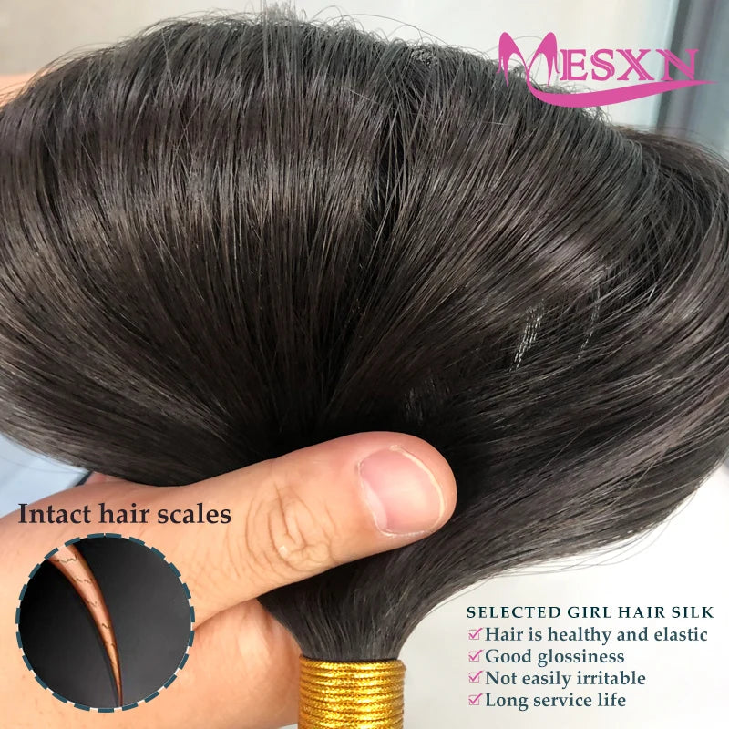MESXN High Quality Flat Tip Hair Extensions 100% Really Human Fusion Hair Extensions Brown Blonde Color Thickening Of Roots - MERGE.DAY.1.FREESTYLE