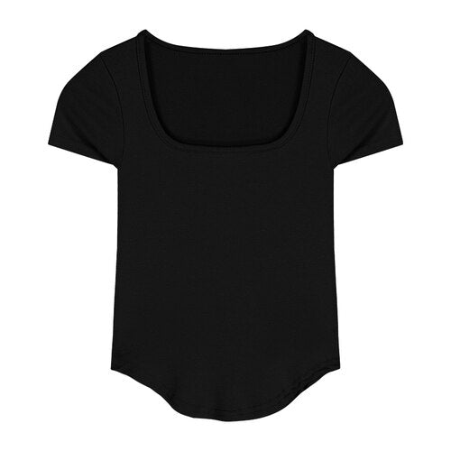 Pure Color Slim Short Sleeve Tees Women 2022 Summer Y2k Crop Fashion Sexy Blouse - MERGE.DAY.1.FREESTYLE