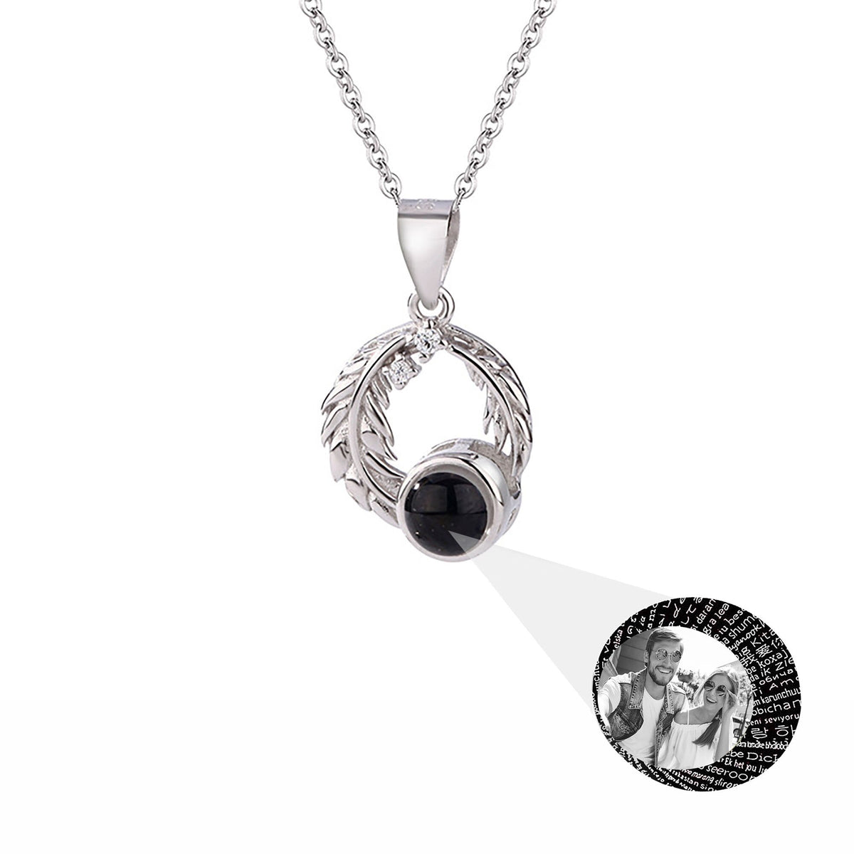 Feathers for customized photos Projection Necklace Pendant Jewelry For Lover Girlfriend - MERGE.DAY.1.FREESTYLE