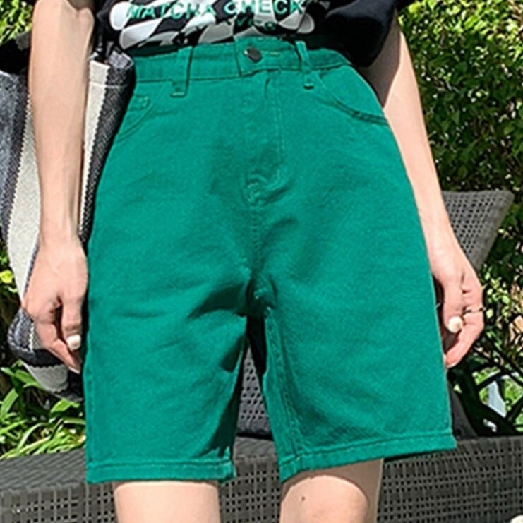 Jeans Shorts Summer High Waist Pockets Female Wide Leg Denim Shorts - MERGE.DAY.1.FREESTYLE