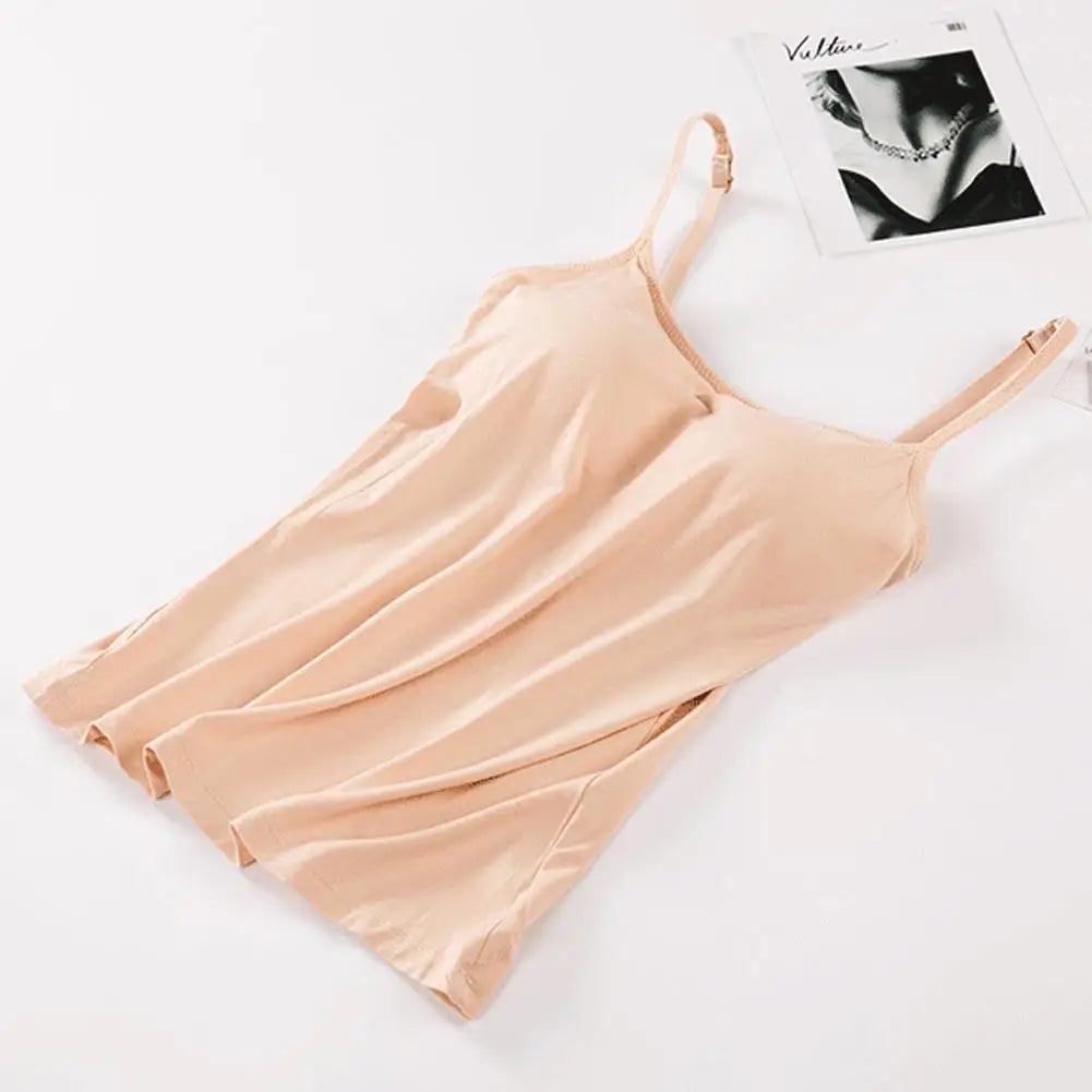 Solid Tank Tops Adjustable Strap Built In Cup Padded Wireless Camisole Camis Vest - MERGE.DAY.1.FREESTYLE