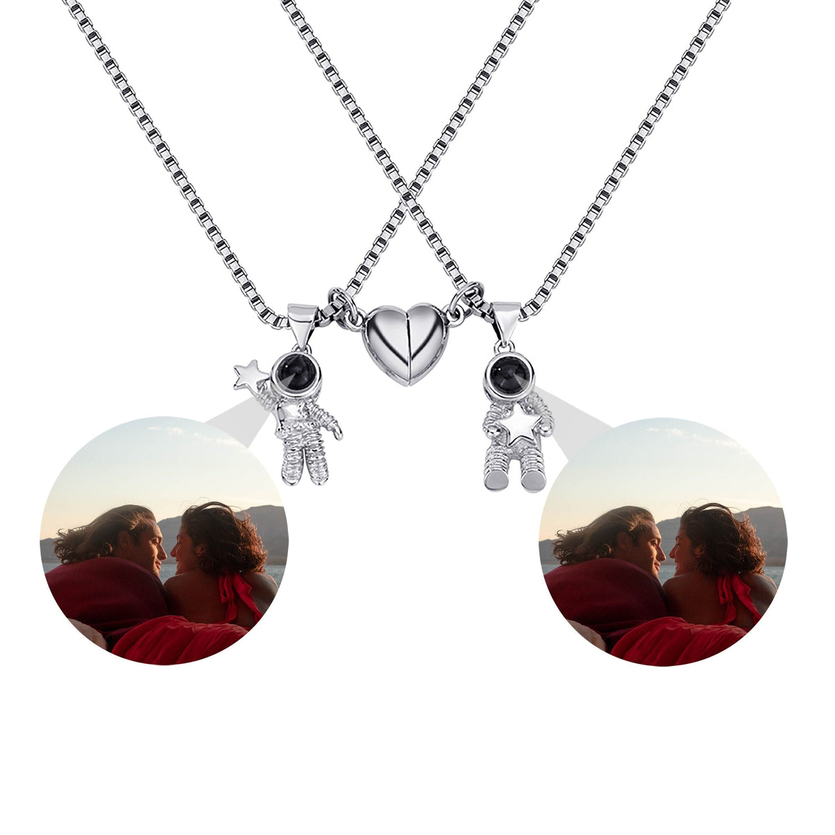 Customizable photo Creative Astronaut Pendant Couple Projection Necklace - MERGE.DAY.1.FREESTYLE
