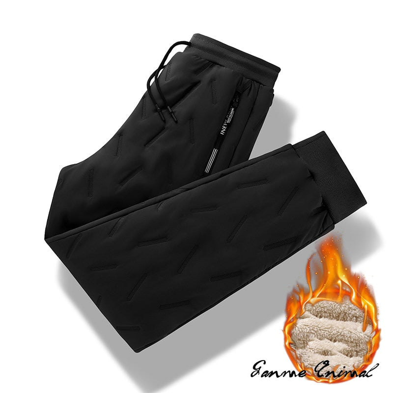 Winter Zip Pockets Thicken Fleece Sweatpants Joggers Water Proof Thermal Trousers - MERGE.DAY.1.FREESTYLE