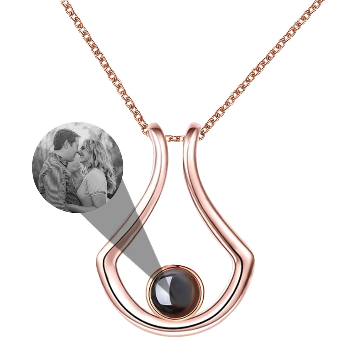 Custom Geometric Bracket Curved Projection Necklace Personalized Color Photo - MERGE.DAY.1.FREESTYLE