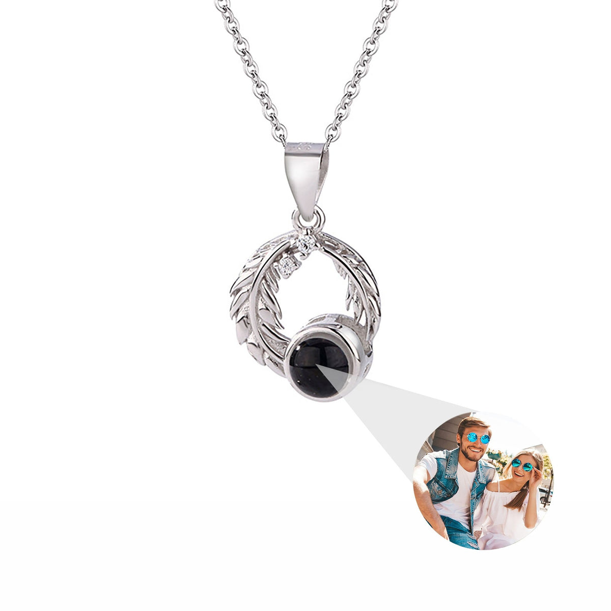 Feathers for customized photos Projection Necklace Pendant Jewelry For Lover Girlfriend - MERGE.DAY.1.FREESTYLE