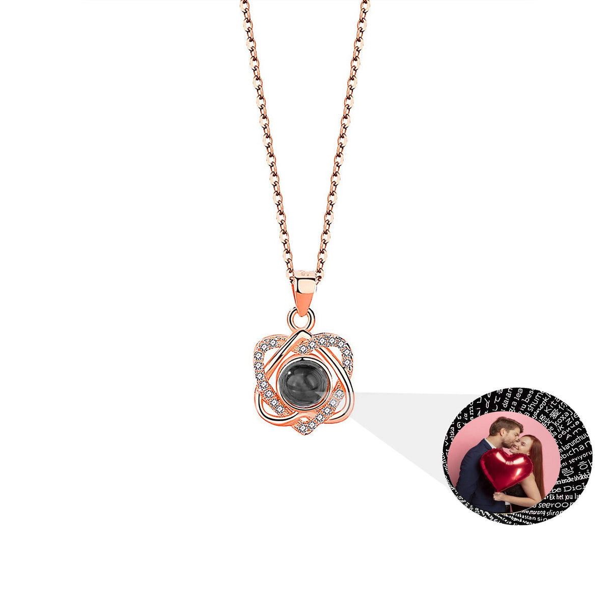 Customized photo projectionNecklace Heart Pendant Wedding Romantic Memory Projection Necklace - MERGE.DAY.1.FREESTYLE