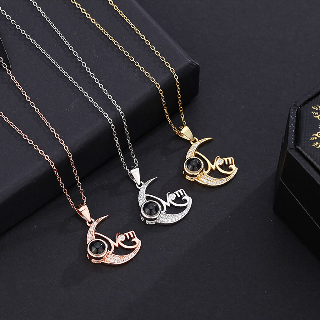 Customizable photo of the moon Projection Necklace Pendant Jewelry - MERGE.DAY.1.FREESTYLE