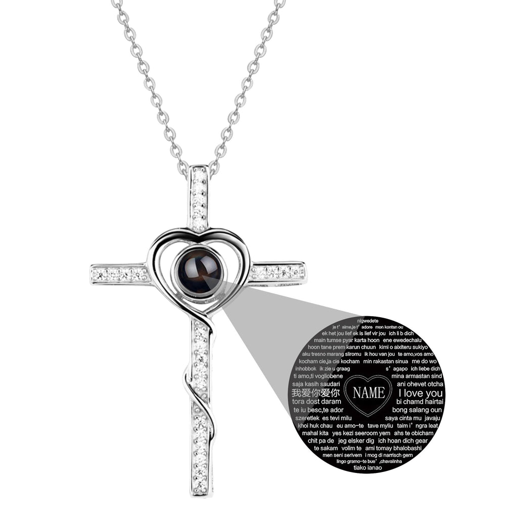 Personalized Name Custom Photo Cross Projection Necklace 925 Silver Necklace - MERGE.DAY.1.FREESTYLE