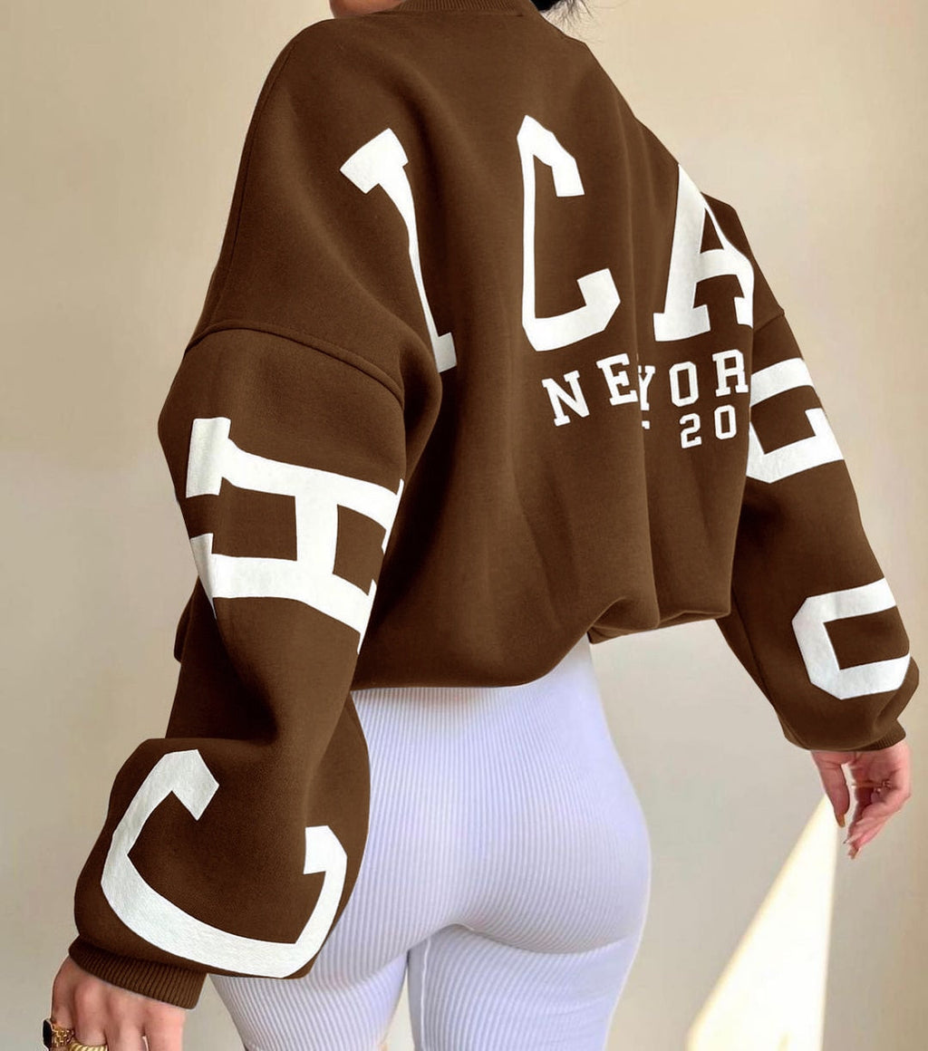 Casual Letters Print Sweatshirt Women Long Sleeve Loose Hoodies Y2k Streetwear - MERGE.DAY.1.FREESTYLE