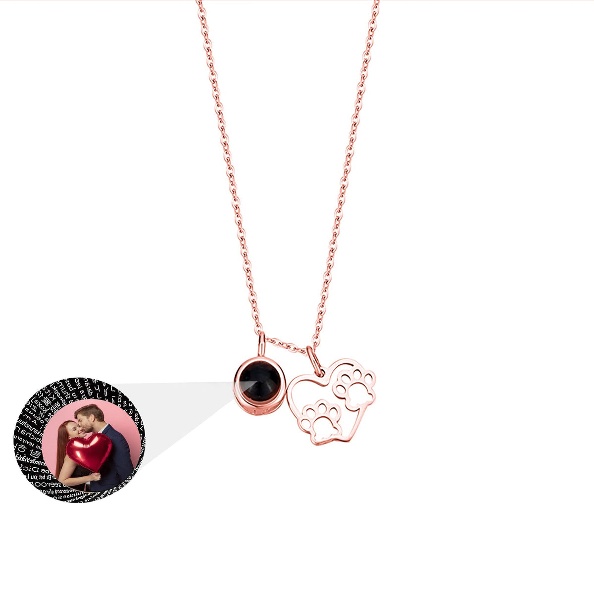 Photo Customizable Love Dog Paw Projection Necklace Pendant Jewelry - MERGE.DAY.1.FREESTYLE