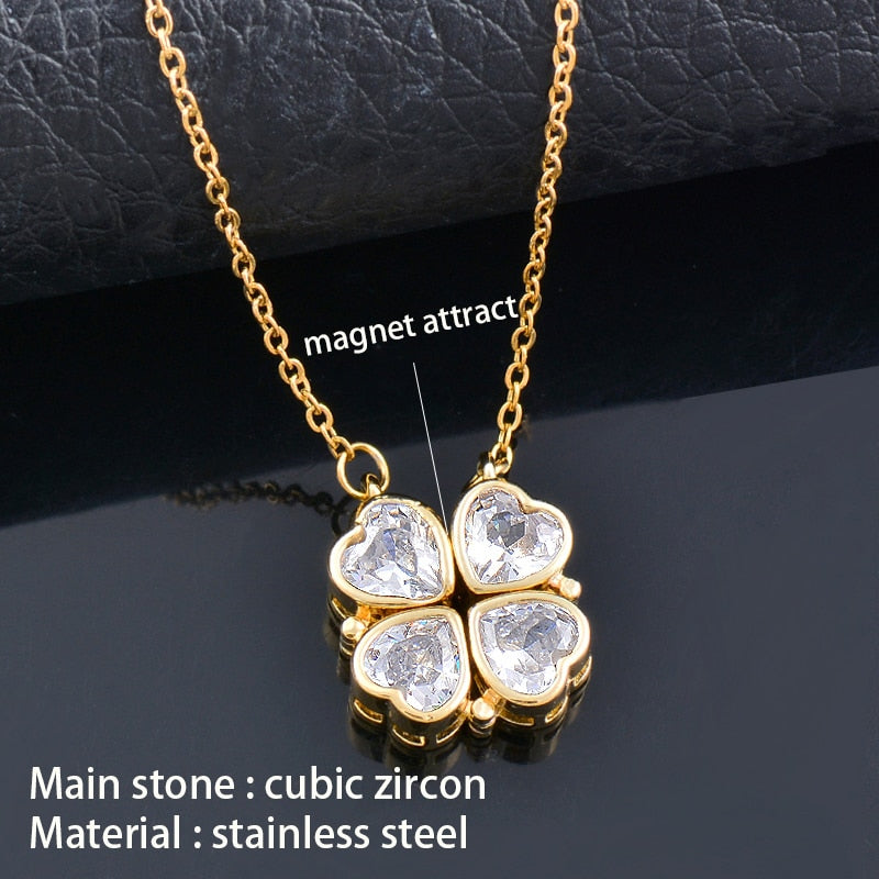 Trendy Flower Magnetic Attract Together Pendant Necklace - MERGE.DAY.1.FREESTYLE