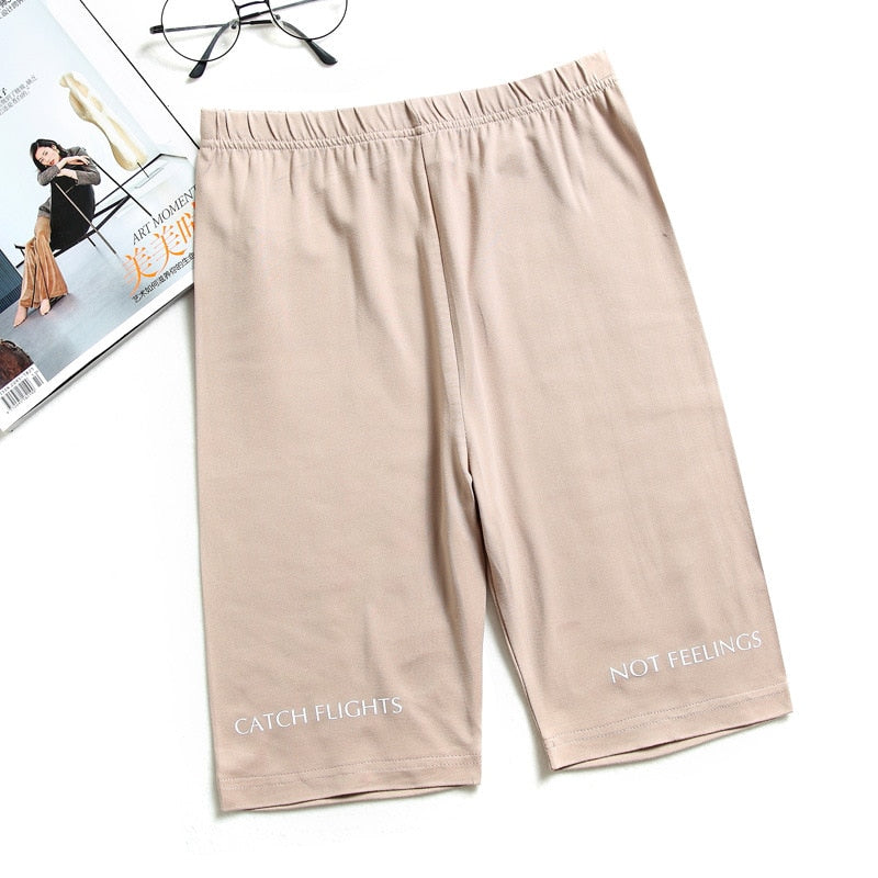 Shorts Thin Fitness Casual High Waist Biker Short Summer Slim Knee-Length Bottoms Streetwear - MERGE.DAY.1.FREESTYLE