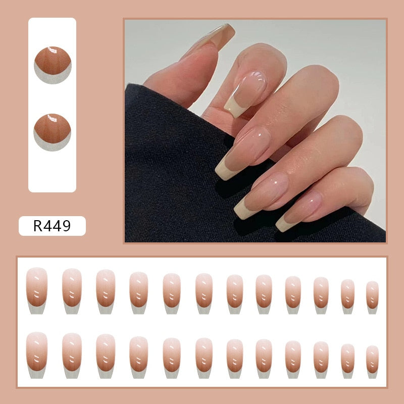 24Pcs/Box Charming Pink Flame Short Fake Nails press on Square Head Full Cover Detachable - MERGE.DAY.1.FREESTYLE
